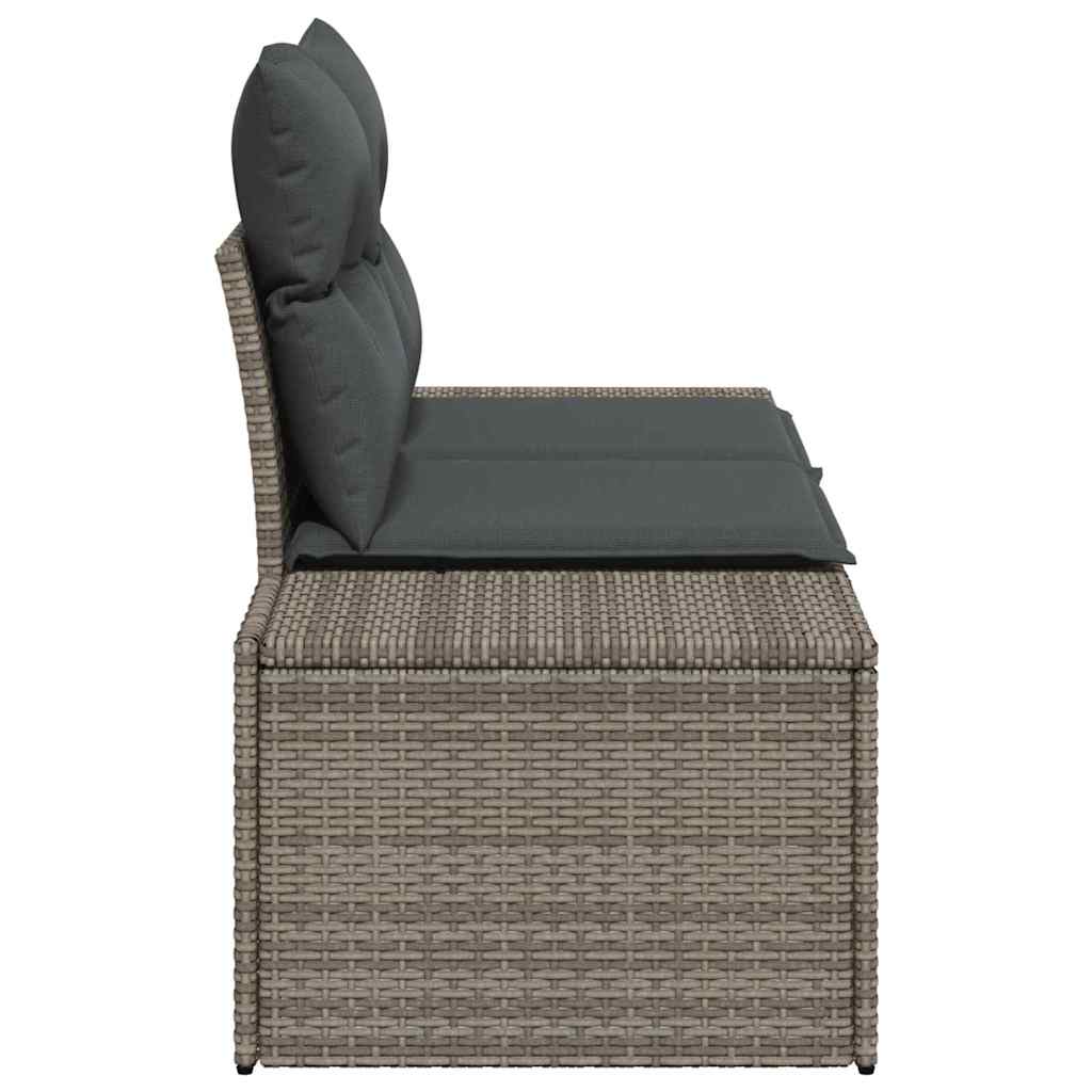 Garden Sofa with Cushion Grey 123 x 62 x 69cm Poly Rattan